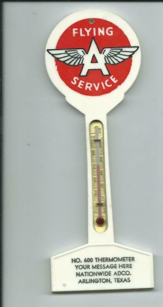 Pole Sign Thermometer,  Flying A Service Gas