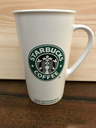 2006 Starbucks White Tall Matte Coffee Mug Cup Mermaid Logo Ceramic 16 oz. 2