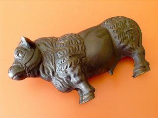 Vintage Cast Iron Cow Bull Bank Doorstop Big And Heavy Detailed
