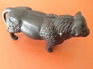 Vintage cast iron COW BULL BANK DOORSTOP big and heavy DETAILED 2