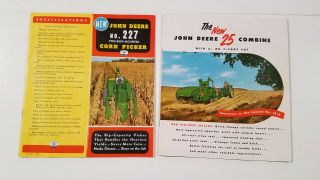 John Deere 1952 1953 Corn Picker And 25 Combine Two Brochures