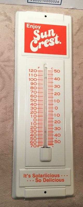 Sun Crest Soda Pop Tin Thermometer Sign 14 "