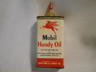 Vintage Mobil Handy Oil Squeeze Style Can Partially Full