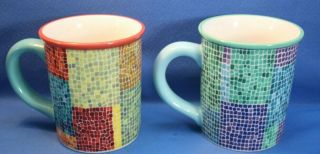 One 2002 Starbucks Barista Ceramic Mosaic Tile Design Mug Choice Of Color