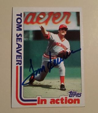 Tom Seaver Signed Autographed 1982 Baseball Card Hof Schaefer Beer