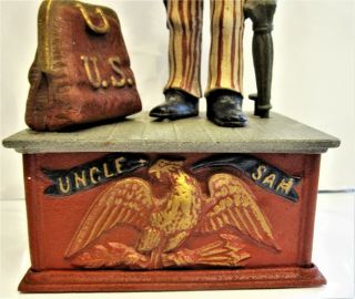 Antique Rare Uncle Sam Cast Iron Mechanical Bank Shepard Hardware / Wilton 1950 6