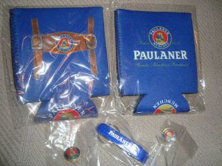 5 Paulaner Munchen Items Bottle Opener Koozies Hat Pins Munich Lager Beer