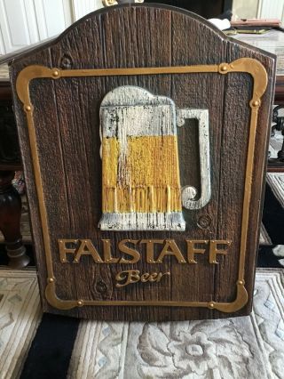 Falstaff Beer Vintage Beer Sign - 3d Formed Faux Wood Plastic Brewery Bar Pub