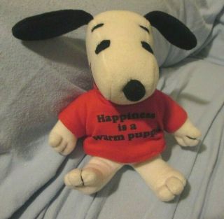 Plush Snoopy Dog Happiness Is A Warm Puppy Applause Vintage 5 1/2 " Peanuts