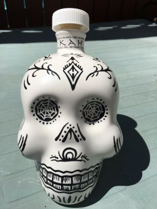 Ready For You To Personalize Empty Kah White Skull 750ml Bottle W/ Cork Cap