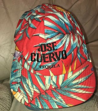 Jose Cuervo Tequila Vtg Snapback Hat Cap Hawaiian Print Floral Red New? See Desc