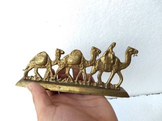 Vintage Brass Camel Figurine Camel Rider Seated Mid Century Saudi Arabia