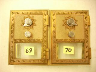2 - Vintage 1966 Post Office Box Doors & Frame 69 & 70,  Made By National Lock