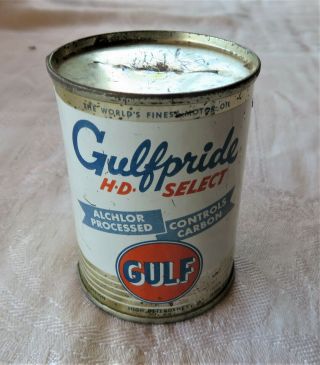 Gulf Gulfpride Hd Select Motor Oil Can Tin Metal Piggy Bank Vintage 2 3/4 "