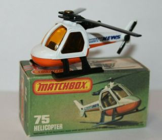 Matchbox 1981 Helicopter No.  75 Mib White And Orange