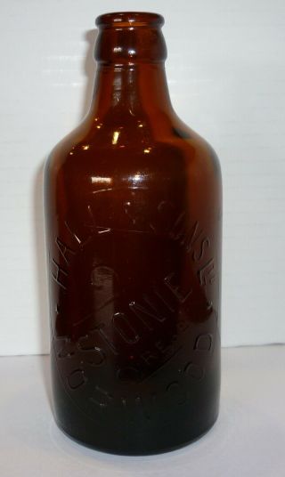 Hall And Sons Ltd - Amber Glass " Stonie " - Ginger Beer Bottle - Norwood Sa