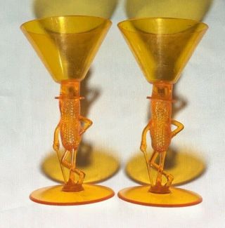Vintage Orange Planters Mr Peanut Plastic Cocktail Glass Set of 2 4
