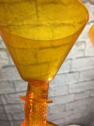 Vintage Orange Planters Mr Peanut Plastic Cocktail Glass Set of 2 7