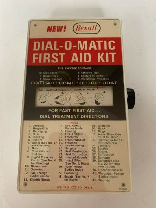 Vintage Rexall W - 508 Dial - O - Matic First Aid Kit