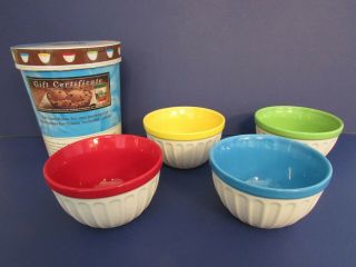 Set Of 4 Starbucks Coffee 2007 Ice Cream Bowls With Primary Colors & Bx