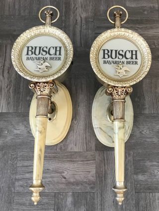 2 Busch Bavarian Beer Wall Sconce Coach Lights Electric Signs - Vintage