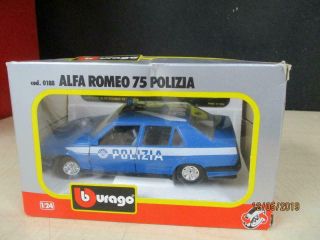 1/24 - Vintage Burago Burago Alfa Romeo 75 Polizia Police - Excl Cond