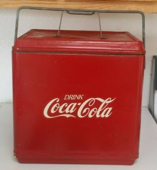 Vintage Coca - Cola Metal Cooler Ice Chest 14 1/2 " X 14 1/2 " X 12 Coke 50 