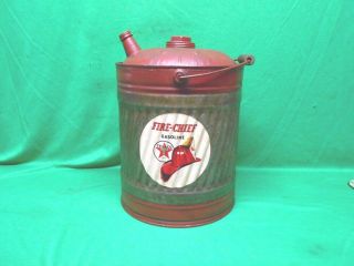Vintage 5 Gallon Metal Gas Can Texaco Fire Chief Decal Unique One Of A Kind