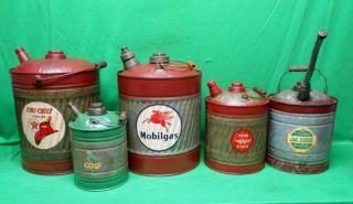VINTAGE 5 GALLON METAL GAS CAN TEXACO FIRE CHIEF DECAL UNIQUE ONE OF A KIND 8