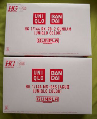 Uniqlo Gundam (rx - 78 - 2) Zaku (ms - 06s) 2 Set Gunpla Hg 1/144 Bandai Uniqlo Color