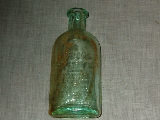 Antique Edison Special Battery Oil Bottle Rare Early Aqua Blue