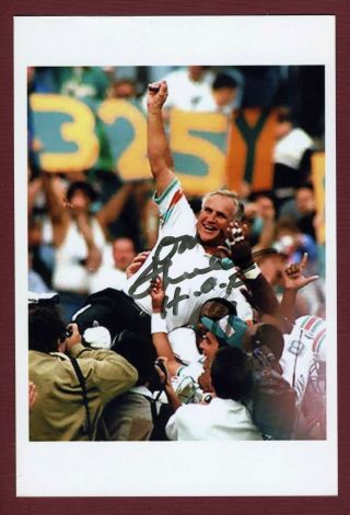 Don Shula Football Hall Of Fame Hof Dolphins 17 - 0 Signed 4x6 Photo C16058