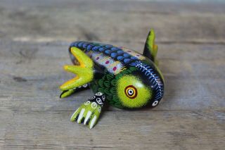 Blue Green Axolotl Handmade Endangered Mexican Walking Fish Mexican Folk Art