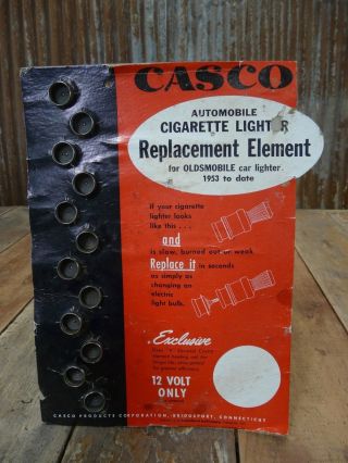 Nos Casco Oldsmobile 12 Volt Cigarette Lighter Elements Store Display 1953 - 1960