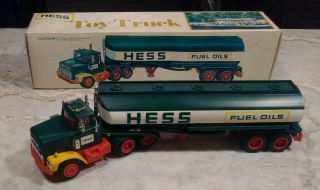 VINTAGE 1977 HESS FUEL OILS TRUCK TOY TANKER WITH BOX,  INSTRUCTION CARD 3