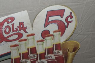 RARE 1940 ' s PEPSI COLA BIGGER BETTER SIGN 6 BOTTLE 5 CENT DOUBLE DOT SODA POP 5