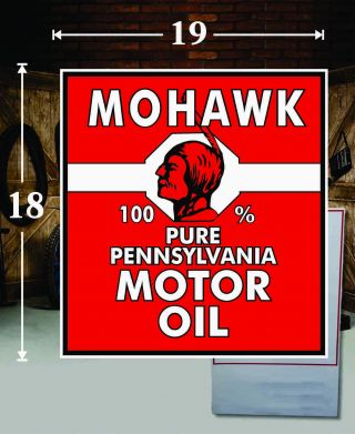 (1) 19 " X 18 " Mohawk Indian Motor Oil Gas Vinyl Decal Lubester Oil Pump Lubster