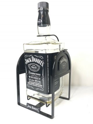 Jack Daniels Old No 7 Brand Rocking Bottle Swing Cradle Holder Metal 3 Liter Euc