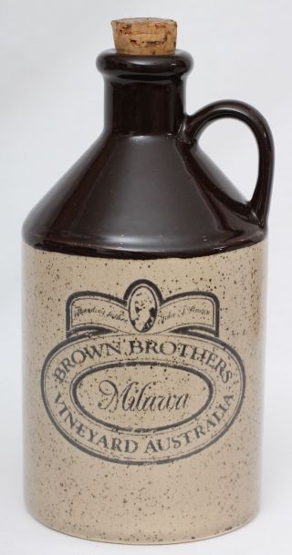 Vintage Stoneware Brown Brothers Milawa Vineyard Australia Bottle Jug Decanter