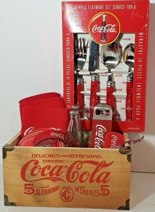 Coca Cola 16 Piece Flatware,  Accessory Bundle