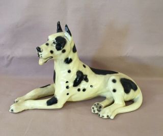 Vintage Mortens Studio Harlequin Great Dane Dog Figurine,  Good Cond.  W Label