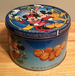 Disney Cookie Tin Vintage Denmark Shortbread Metal Cookie Jar Donald Duck Mickey
