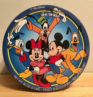Disney Cookie Tin Vintage Denmark Shortbread Metal Cookie Jar Donald Duck Mickey 3