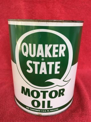 Vintage Quaker State Motor Oil Can Gallon Tin Advertising Sign Service Station