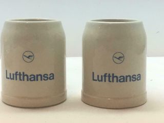 2 Vintage Lufthansa Airline Mugs Steins Germany Beer