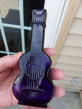 Deep Purple Figural Guitar Liquor Bottle Early 1900 