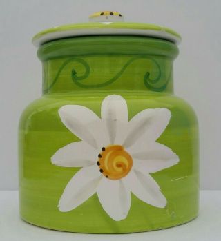 Starbucks Ceramic Canister With Daisies Hand Painted Made In Italy Rare Find
