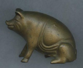18 - 1900’s Cast Iron Figural “hanging Fat” Sow Piggy Still Bank - Paint