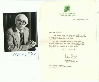 Michael Foot Politician And Ex Labour Party Leader Signed Photograph