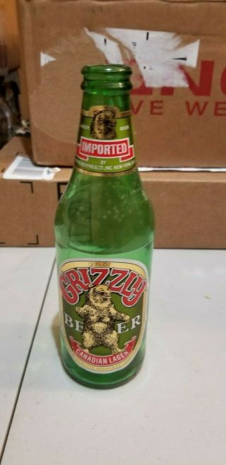 Vintage Grizzly Beer Bottle Empty Paper Label Canadian Beer Circa Late 80s Rare